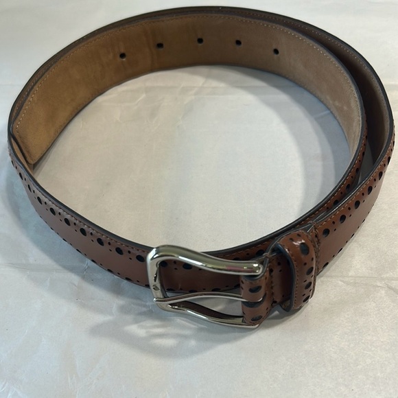 Cole Haan Brown Leather Belt with Classic Metal Buckle - Picture 1 of 16